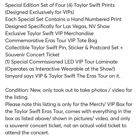 Taylor Swift VIP Eras Tour Merch 2023 - Picture 14 of 15